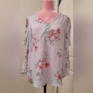 Torrid 3/4 Sleeve **Harper Blouse** Purple Gray